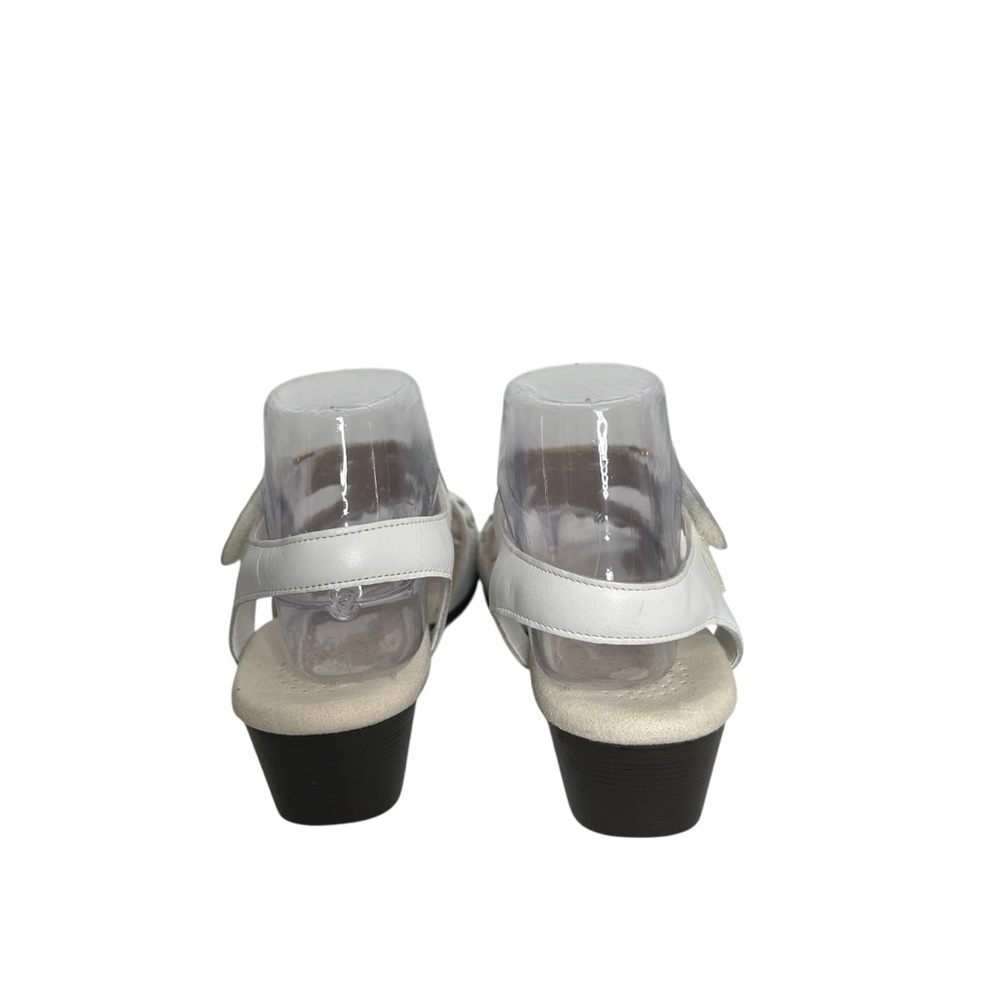 SAS Sunburst White Leather Hook & Loop Comfort Heel Strap Sandal Size 7.5N - Picture 7 of 10